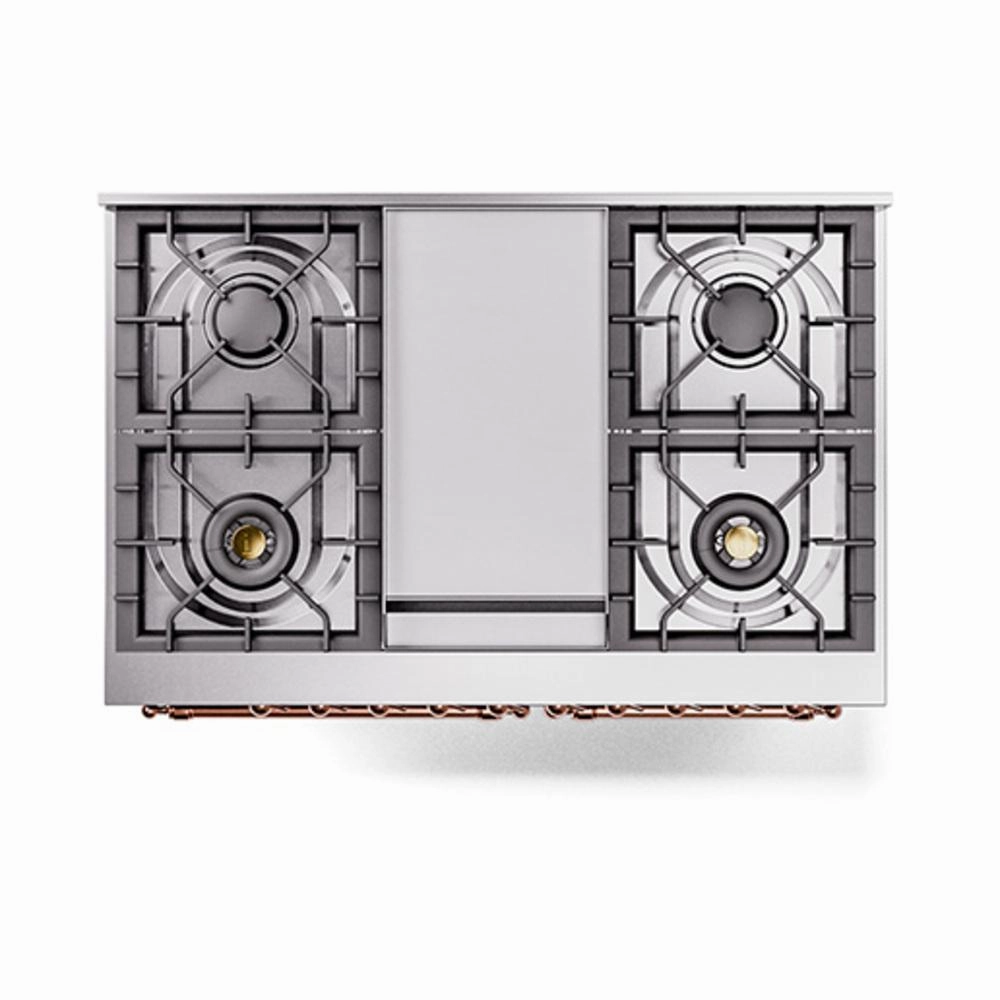 Ilve UND40FQNMPBGPLP Ilve Und40Fqnmpbgplp Nostalgie Ii Noblesse 40" Dual Fuel Range (Liquid Propane, Solid Door, Blue Grey, Copper)