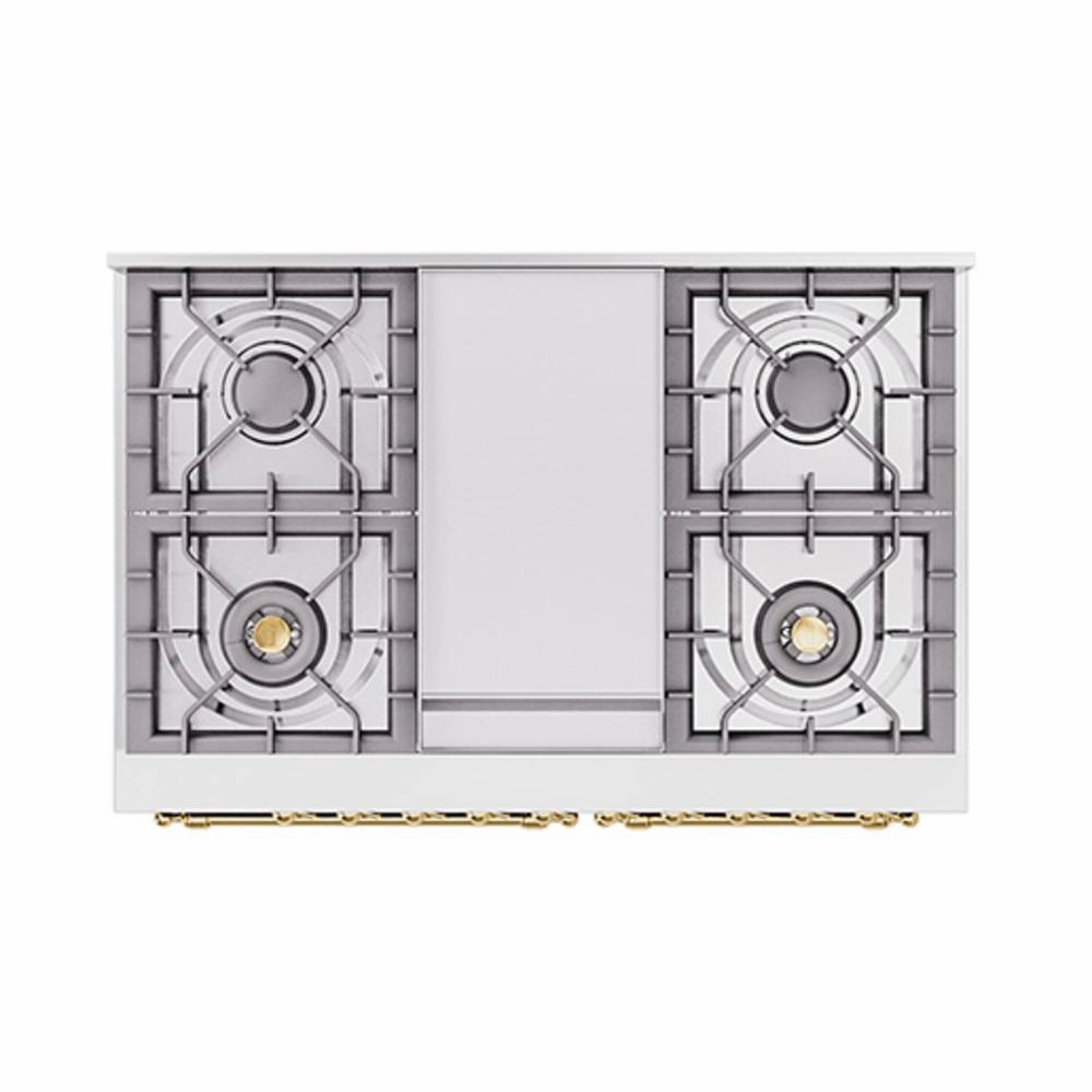 Ilve UND40FQNMPMBG Ilve Und40Fqnmpmbg Nostalgie Ii Noblesse 40" Dual Fuel Range (Natural Gas, Solid Door, Midnight Blue, Brass)