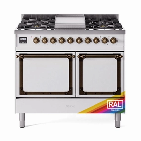 Ilve UND40FQNMPRABLP Ilve Und40Fqnmprablp Nostalgie Ii Noblesse 40" Dual Fuel Range (Liquid Propane, Solid Door, Ral, Burnished) Freestanding Ranges freestanding dual fuel range 30 inch