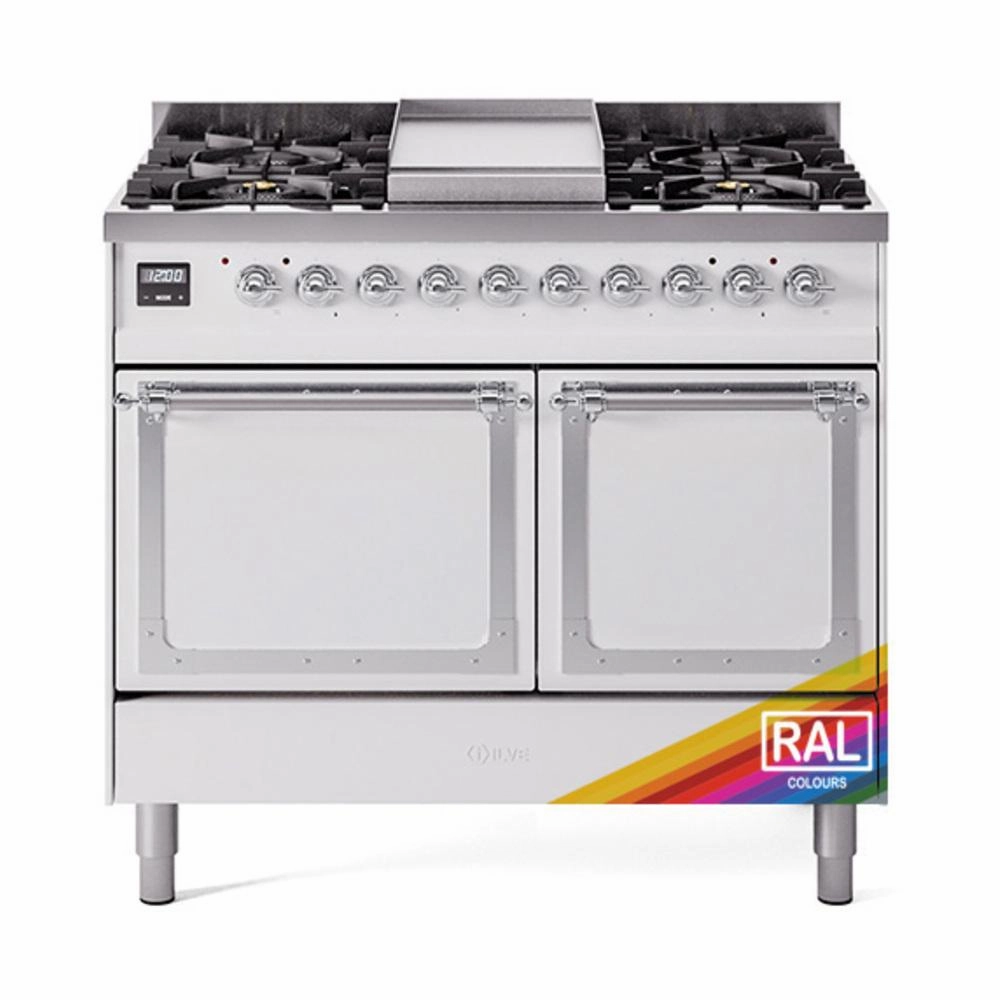 Ilve UND40FQNMPRACLP Ilve Und40Fqnmpraclp Nostalgie Ii Noblesse 40" Dual Fuel Range (Liquid Propane, Solid Door, Ral, Chrome) Freestanding Ranges freestanding dual fuel range 30 inch