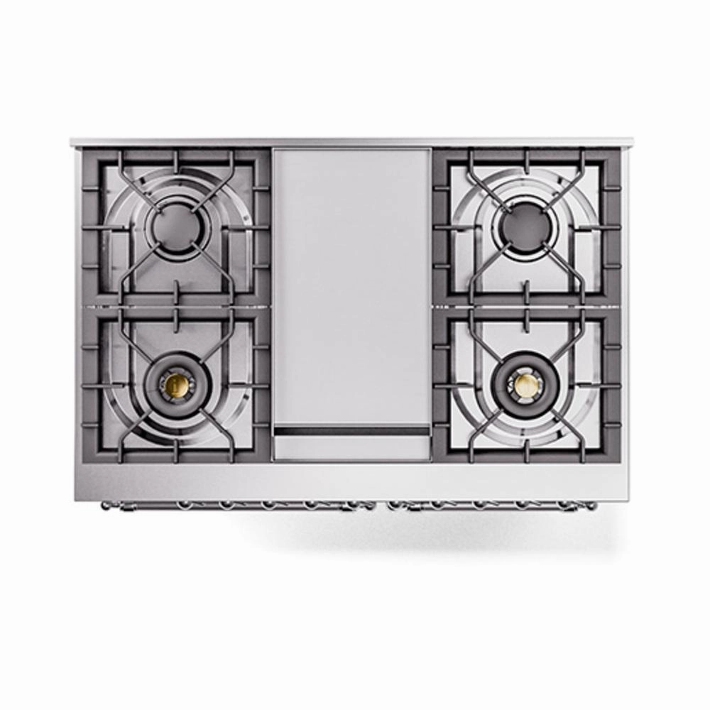 Ilve UND40FQNMPWHCLP Ilve Und40Fqnmpwhclp Nostalgie Ii Noblesse 40" Dual Fuel Range (Liquid Propane, Solid Door, White, Chrome)
