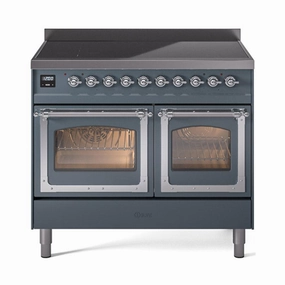 Ilve UNDI406NMPBGC Ilve Undi406Nmpbgc Nostalgie Ii Noblesse 40" Induction Range (Triple Glass Door, Blue Grey, Chrome) Freestanding Ranges freestanding dual fuel range 30 inch