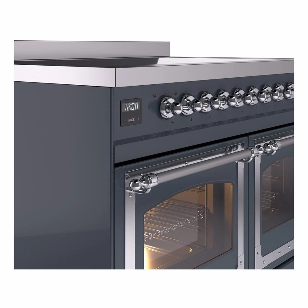 Ilve UNDI406NMPBGC Ilve Undi406Nmpbgc Nostalgie Ii Noblesse 40" Induction Range (Triple Glass Door, Blue Grey, Chrome)