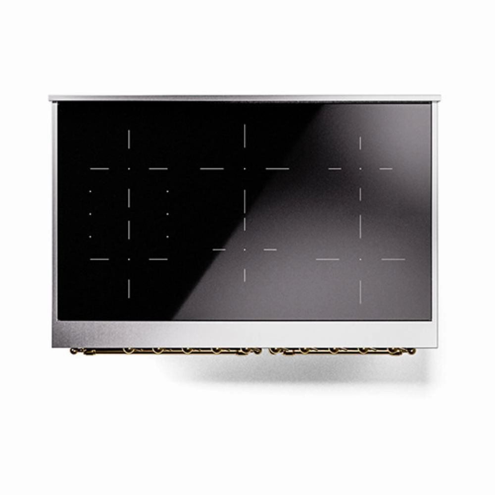 Ilve UNDI406NMPBKG Ilve Undi406Nmpbkg Nostalgie Ii Noblesse 40" Induction Range (Triple Glass Door, Glossy Black, Brass)
