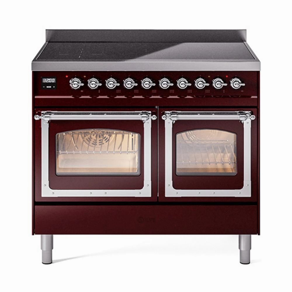 Ilve UNDI406NMPBUC Ilve Undi406Nmpbuc Nostalgie Ii Noblesse 40" Induction Range (Triple Glass Door, Burgundy, Chrome) Freestanding Ranges freestanding dual fuel range 30 inch