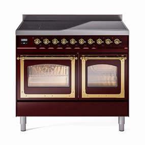 Ilve UNDI406NMPBUG Ilve Undi406Nmpbug Nostalgie Ii Noblesse 40" Induction Range (Triple Glass Door, Burgundy, Brass) Freestanding Ranges freestanding dual fuel range 30 inch