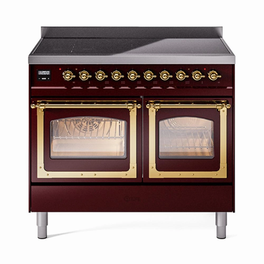 Ilve UNDI406NMPBUG Ilve Undi406Nmpbug Nostalgie Ii Noblesse 40" Induction Range (Triple Glass Door, Burgundy, Brass) Freestanding Ranges freestanding dual fuel range 30 inch