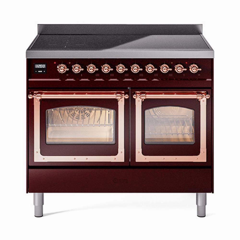 Ilve UNDI406NMPBUP Ilve Undi406Nmpbup Nostalgie Ii Noblesse 40" Induction Range (Triple Glass Door, Burgundy, Copper) Freestanding Ranges freestanding dual fuel range 30 inch