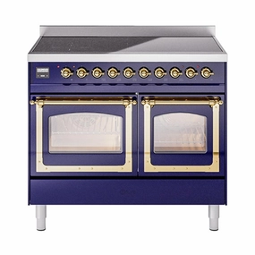Ilve UNDI406NMPMBG Ilve Undi406Nmpmbg Nostalgie Ii Noblesse 40" Induction Range (Triple Glass Door, Midnight Blue, Brass) Freestanding Ranges freestanding dual fuel range 30 inch