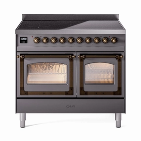 Ilve UNDI406NMPMGB Ilve Undi406Nmpmgb Nostalgie Ii Noblesse 40" Induction Range (Triple Glass Door, Graphite Matte, Burnished) Freestanding Ranges freestanding dual fuel range 30 inch