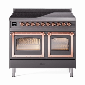 Ilve UNDI406NMPMGP Ilve Undi406Nmpmgp Nostalgie Ii Noblesse 40" Induction Range (Triple Glass Door, Graphite Matte, Copper) Freestanding Ranges freestanding dual fuel range 30 inch