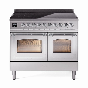Ilve UNDI406NMPSSC Ilve Undi406Nmpssc Nostalgie Ii Noblesse 40" Induction Range (Triple Glass Door, Stainless Steel, Chrome) Freestanding Ranges freestanding dual fuel range 30 inch