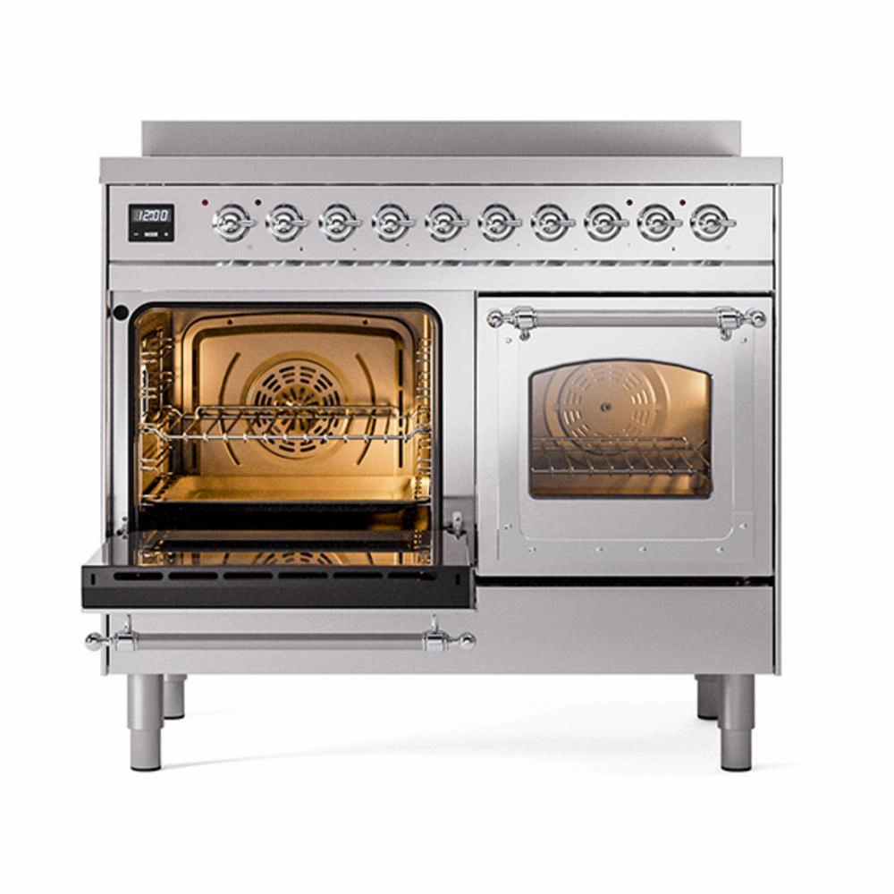 Ilve UNDI406NMPSSC Ilve Undi406Nmpssc Nostalgie Ii Noblesse 40" Induction Range (Triple Glass Door, Stainless Steel, Chrome)