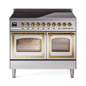 Ilve UNDI406NMPSSG Ilve Undi406Nmpssg Nostalgie Ii Noblesse 40" Induction Range (Triple Glass Door, Stainless Steel, Brass) Freestanding Ranges freestanding dual fuel range 30 inch