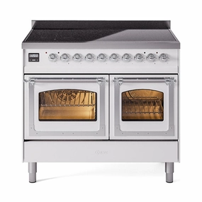 Ilve UNDI406NMPWHC Ilve Undi406Nmpwhc Nostalgie Ii Noblesse 40" Induction Range (Triple Glass Door, White, Chrome) Freestanding Ranges freestanding dual fuel range 30 inch