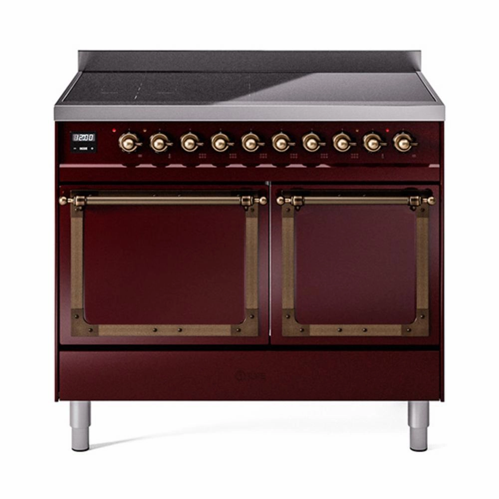 Ilve UNDI406QNMPBUB Ilve Undi406Qnmpbub Nostalgie Ii Noblesse 40" Induction Range (Solid Door, Burgundy, Burnished) Freestanding Ranges freestanding dual fuel range 30 inch