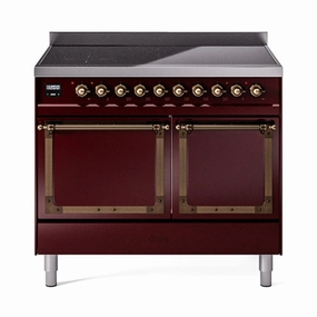 Ilve UNDI406QNMPBUB Ilve Undi406Qnmpbub Nostalgie Ii Noblesse 40" Induction Range (Solid Door, Burgundy, Burnished) Freestanding Ranges freestanding dual fuel range 30 inch