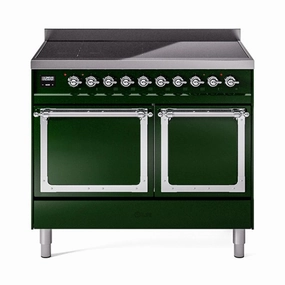 Ilve UNDI406QNMPEGC Ilve Undi406Qnmpegc Nostalgie Ii Noblesse 40" Induction Range (Solid Door, Emerald Green, Chrome) Freestanding Ranges freestanding dual fuel range 30 inch