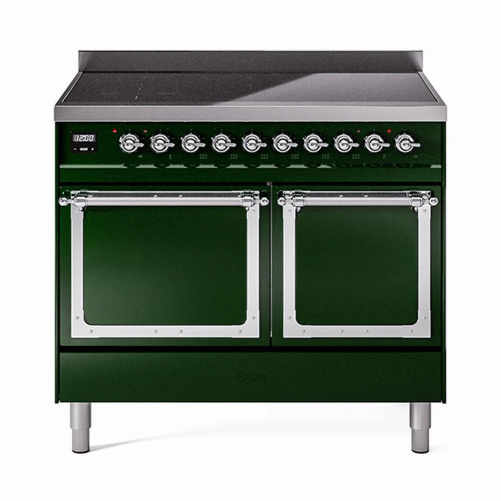 Ilve UNDI406QNMPEGC Ilve Undi406Qnmpegc Nostalgie Ii Noblesse 40" Induction Range (Solid Door, Emerald Green, Chrome) Freestanding Ranges freestanding dual fuel range 30 inch