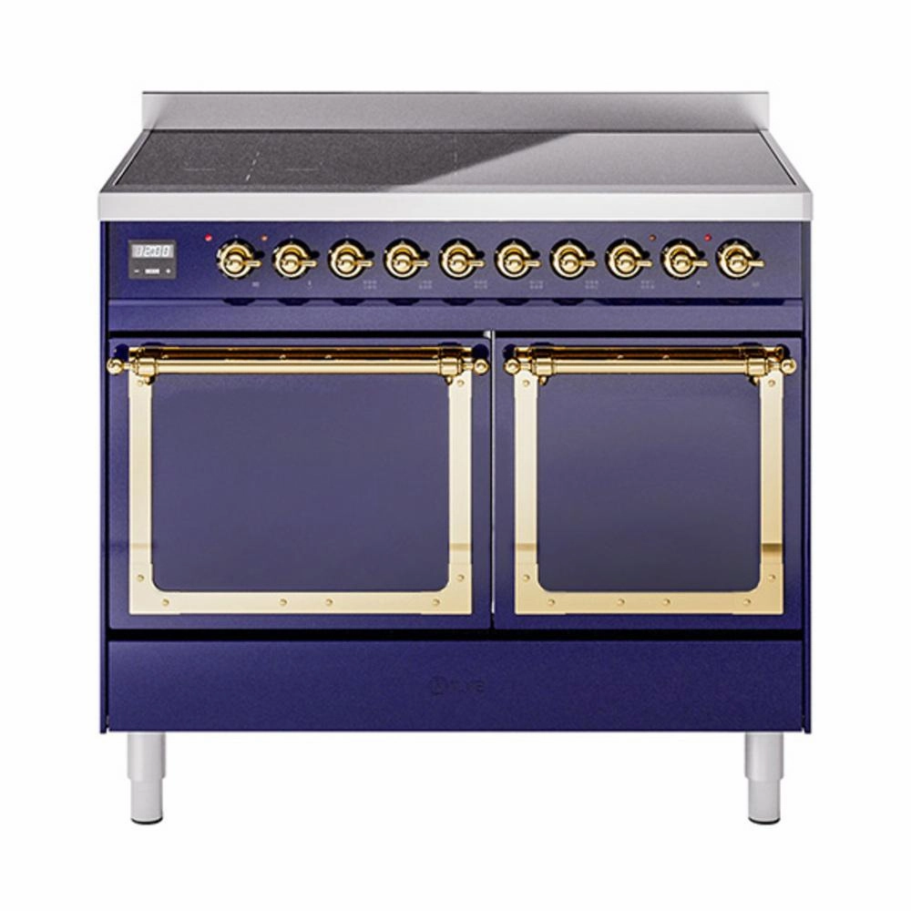 Ilve UNDI406QNMPMBG Ilve Undi406Qnmpmbg Nostalgie Ii Noblesse 40" Induction Range (Solid Door, Midnight Blue, Brass) Freestanding Ranges freestanding dual fuel range 30 inch