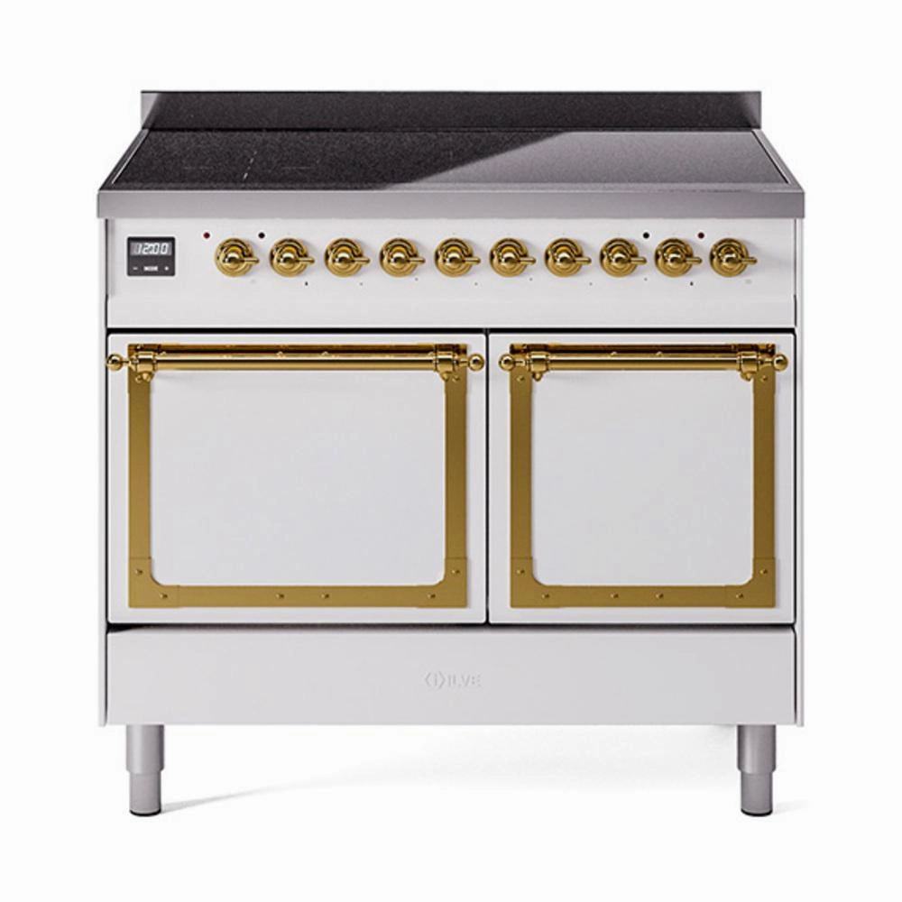 Ilve UNDI406QNMPWHG Ilve Undi406Qnmpwhg Nostalgie Ii Noblesse 40" Induction Range (Solid Door, White, Brass) Freestanding Ranges freestanding dual fuel range 30 inch