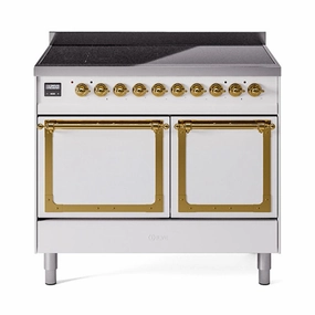 Ilve UNDI406QNMPWHG Ilve Undi406Qnmpwhg Nostalgie Ii Noblesse 40" Induction Range (Solid Door, White, Brass) Freestanding Ranges freestanding dual fuel range 30 inch