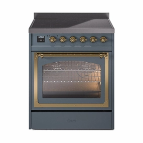Ilve UNI304NMPBGG Ilve Uni304Nmpbgg Nostalgie Ii Noblesse 30" Induction Range (Triple Glass Door, Blue Grey, Brass) Freestanding Ranges freestanding dual fuel range 30 inch