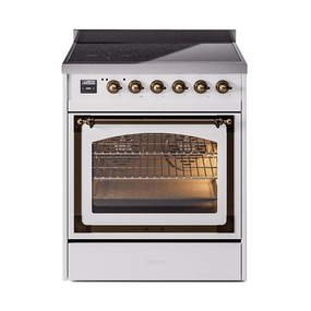 Ilve UNI304NMPWHB Ilve Uni304Nmpwhb Nostalgie Ii Noblesse 30" Induction Range (Triple Glass Door, White, Burnished) Freestanding Ranges freestanding dual fuel range 30 inch