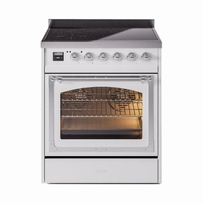 Ilve UNI304NMPWHC Ilve Uni304Nmpwhc Nostalgie Ii Noblesse 30" Induction Range (Triple Glass Door, White, Chrome) Freestanding Ranges freestanding dual fuel range 30 inch