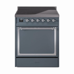 Ilve UNI304QNMPBGC Ilve Uni304Qnmpbgc Nostalgie Ii Noblesse 30" Induction Range (Solid Door, Blue Grey, Chrome) Freestanding Ranges freestanding dual fuel range 30 inch