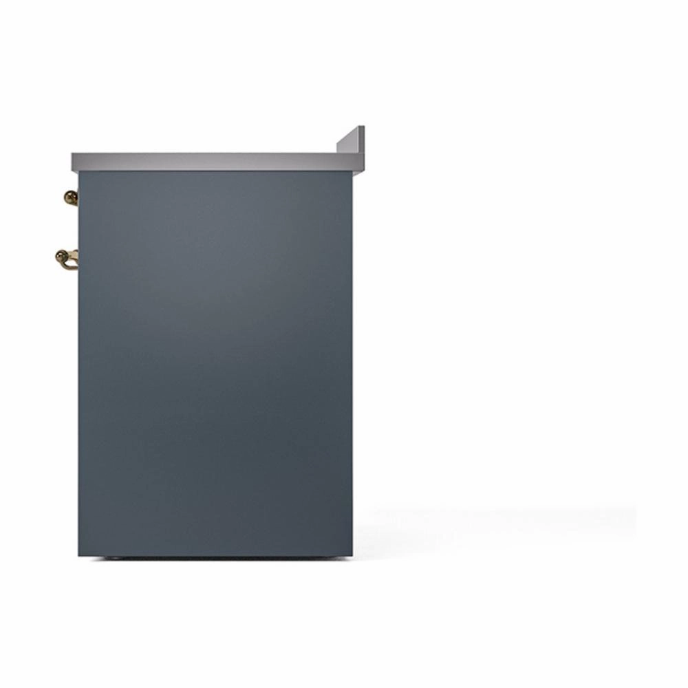Ilve UNI304QNMPBGG Ilve Uni304Qnmpbgg Nostalgie Ii Noblesse 30" Induction Range (Solid Door, Blue Grey, Brass)