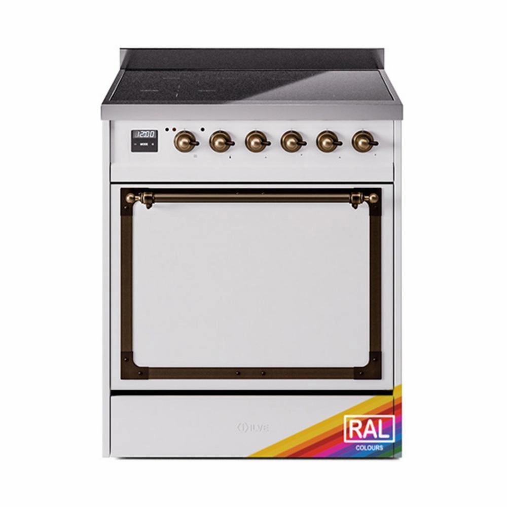 Ilve UNI304QNMPRAB Ilve Uni304Qnmprab Nostalgie Ii Noblesse 30" Induction Range (Solid Door, Ral, Burnished) Freestanding Ranges freestanding dual fuel range 30 inch