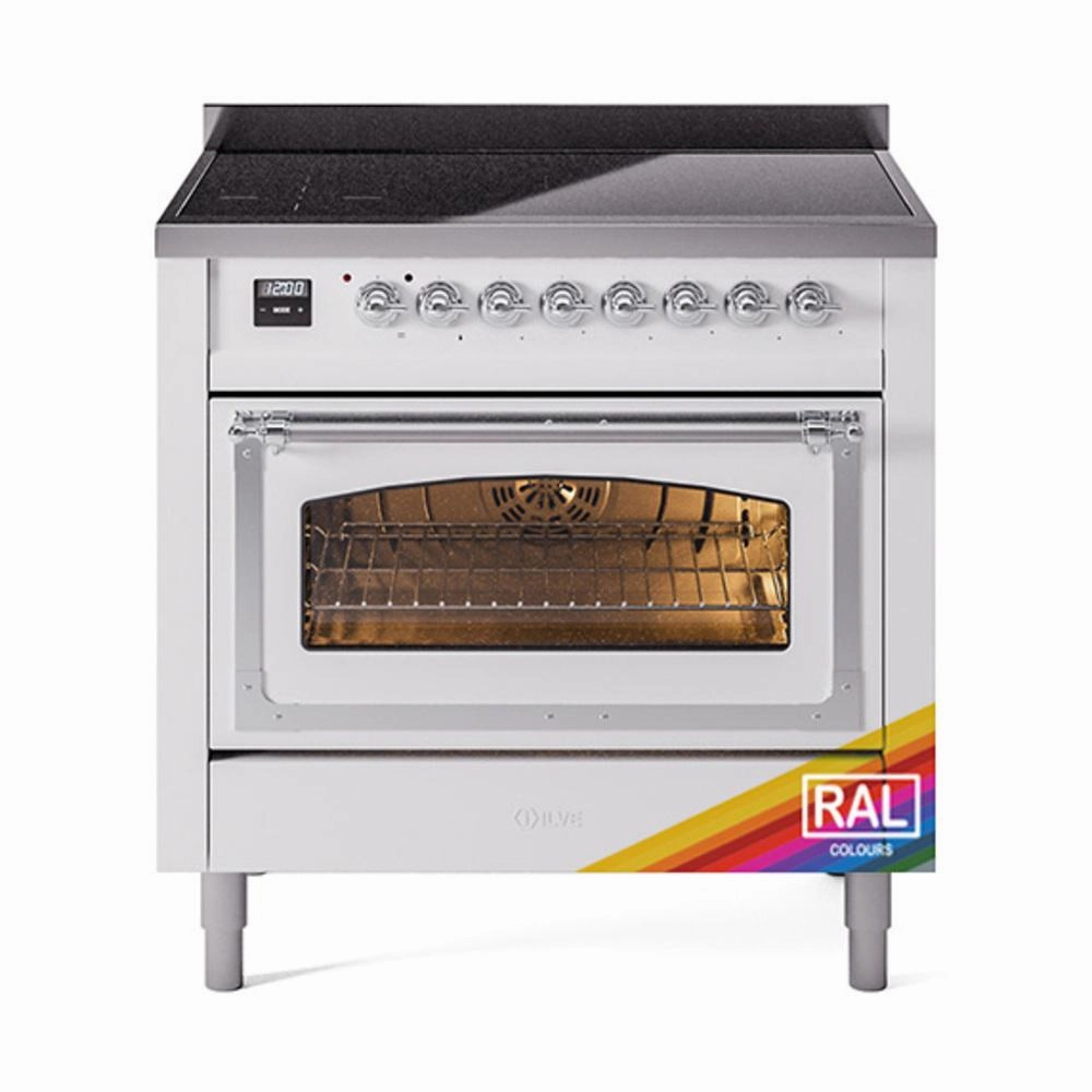 Ilve UNI366NMPRAC Ilve Uni366Nmprac Nostalgie Ii Noblesse 36" Induction Range (Triple Glass Door, Ral, Chrome) Freestanding Ranges freestanding dual fuel range 30 inch