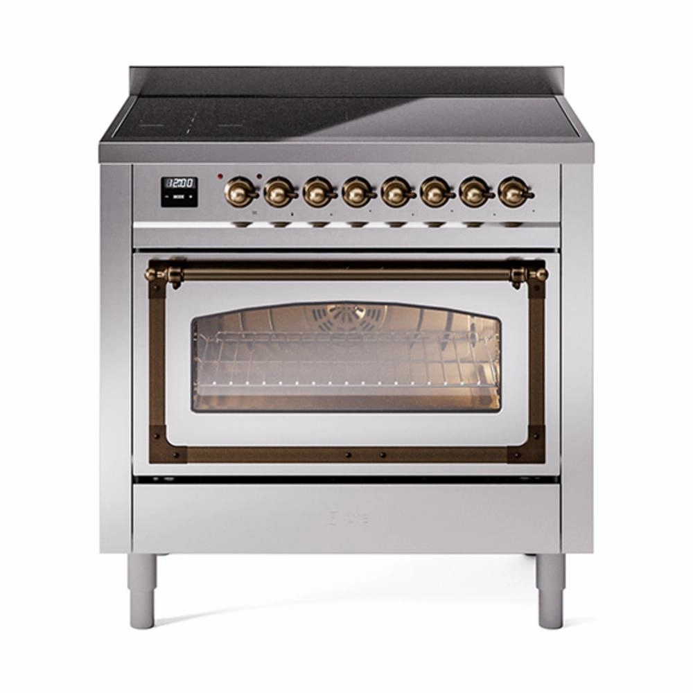 Ilve UNI366NMPSSB Ilve Uni366Nmpssb Nostalgie Ii Noblesse 36" Induction Range (Triple Glass Door, Stainless Steel, Burnished) Freestanding Ranges freestanding dual fuel range 30 inch