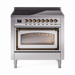 Ilve UNI366NMPSSB Ilve Uni366Nmpssb Nostalgie Ii Noblesse 36" Induction Range (Triple Glass Door, Stainless Steel, Burnished) Freestanding Ranges freestanding dual fuel range 30 inch