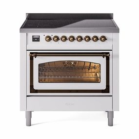 Ilve UNI366NMPWHB Ilve Uni366Nmpwhb Nostalgie Ii Noblesse 36" Induction Range (Triple Glass Door, White, Burnished) Freestanding Ranges freestanding dual fuel range 30 inch