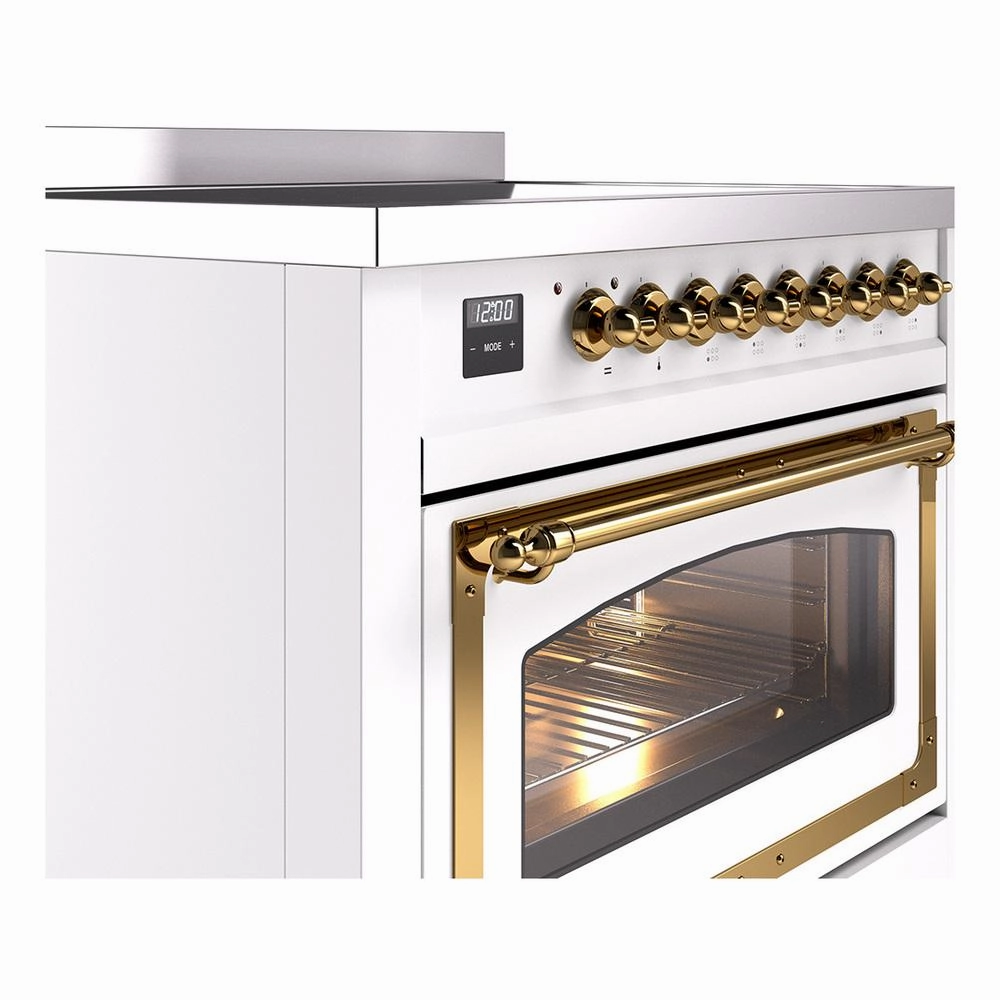 Ilve UNI366NMPWHG Ilve Uni366Nmpwhg Nostalgie Ii Noblesse 36" Induction Range (Triple Glass Door, White, Brass)