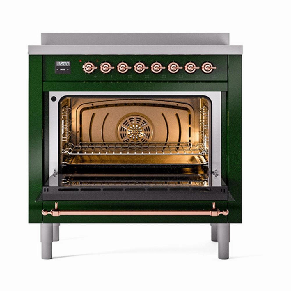 Ilve UNI366QNMPEGP Ilve Uni366Qnmpegp Nostalgie Ii Noblesse 36" Induction Range (Solid Door, Emerald Green, Copper)