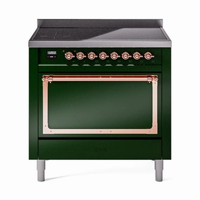 Ilve UNI366QNMPEGP Ilve Uni366Qnmpegp Nostalgie Ii Noblesse 36" Induction Range (Solid Door, Emerald Green, Copper) Freestanding Ranges freestanding dual fuel range 30 inch