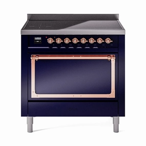 Ilve UNI366QNMPMBP Ilve Uni366Qnmpmbp Nostalgie Ii Noblesse 36" Induction Range (Solid Door, Midnight Blue, Copper) Freestanding Ranges freestanding dual fuel range 30 inch