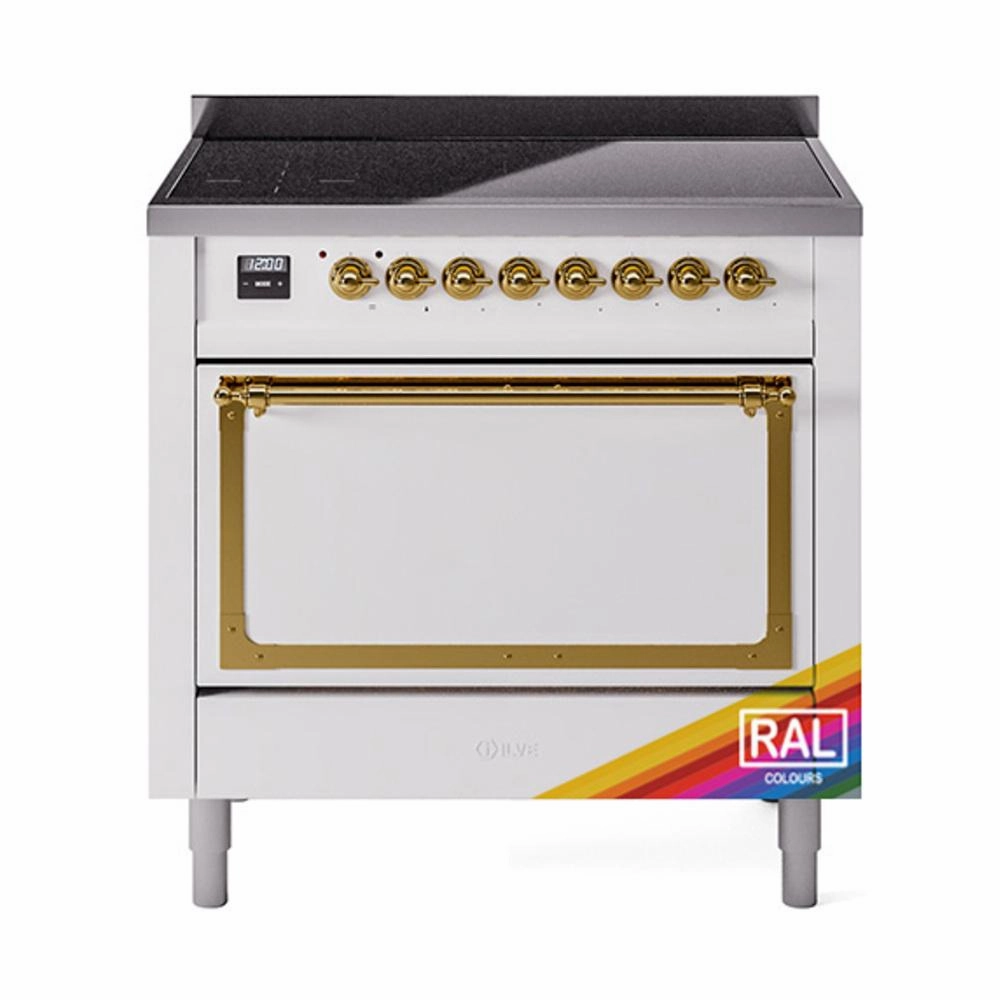 Ilve UNI366QNMPRAG Ilve Uni366Qnmprag Nostalgie Ii Noblesse 36" Induction Range (Solid Door, Ral, Brass) Freestanding Ranges freestanding dual fuel range 30 inch