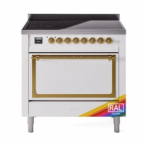 Ilve UNI366QNMPRAG Ilve Uni366Qnmprag Nostalgie Ii Noblesse 36" Induction Range (Solid Door, Ral, Brass) Freestanding Ranges freestanding dual fuel range 30 inch