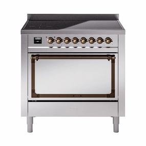 Ilve UNI366QNMPSSB Ilve Uni366Qnmpssb Nostalgie Ii Noblesse 36" Induction Range (Solid Door, Stainless Steel, Burnished) Freestanding Ranges freestanding dual fuel range 30 inch