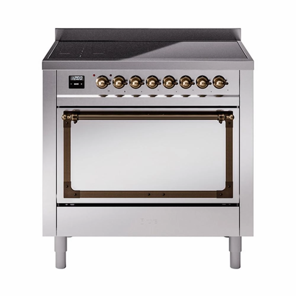Ilve UNI366QNMPSSB Ilve Uni366Qnmpssb Nostalgie Ii Noblesse 36" Induction Range (Solid Door, Stainless Steel, Burnished) Freestanding Ranges freestanding dual fuel range 30 inch