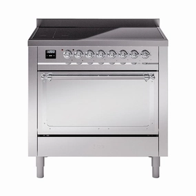 Ilve UNI366QNMPSSC Ilve Uni366Qnmpssc Nostalgie Ii Noblesse 36" Induction Range (Solid Door, Stainless Steel, Chrome) Freestanding Ranges freestanding dual fuel range 30 inch