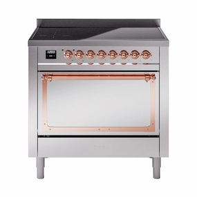 Ilve UNI366QNMPSSP Ilve Uni366Qnmpssp Nostalgie Ii Noblesse 36" Induction Range (Solid Door, Stainless Steel, Copper) Freestanding Ranges freestanding dual fuel range 30 inch