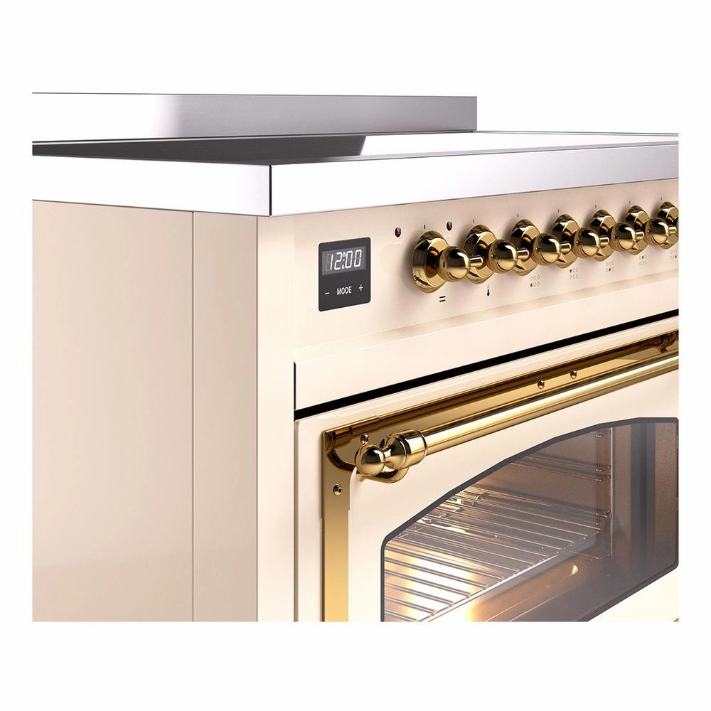 Ilve UNI486NMPAWG Ilve Uni486Nmpawg Nostalgie Ii Noblesse 48" Induction Range (Triple Glass Door, Antique White, Brass)