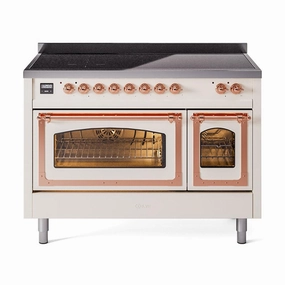 Ilve UNI486NMPAWP Ilve Uni486Nmpawp Nostalgie Ii Noblesse 48" Induction Range (Triple Glass Door, Antique White, Copper) Freestanding Ranges freestanding dual fuel range 30 inch