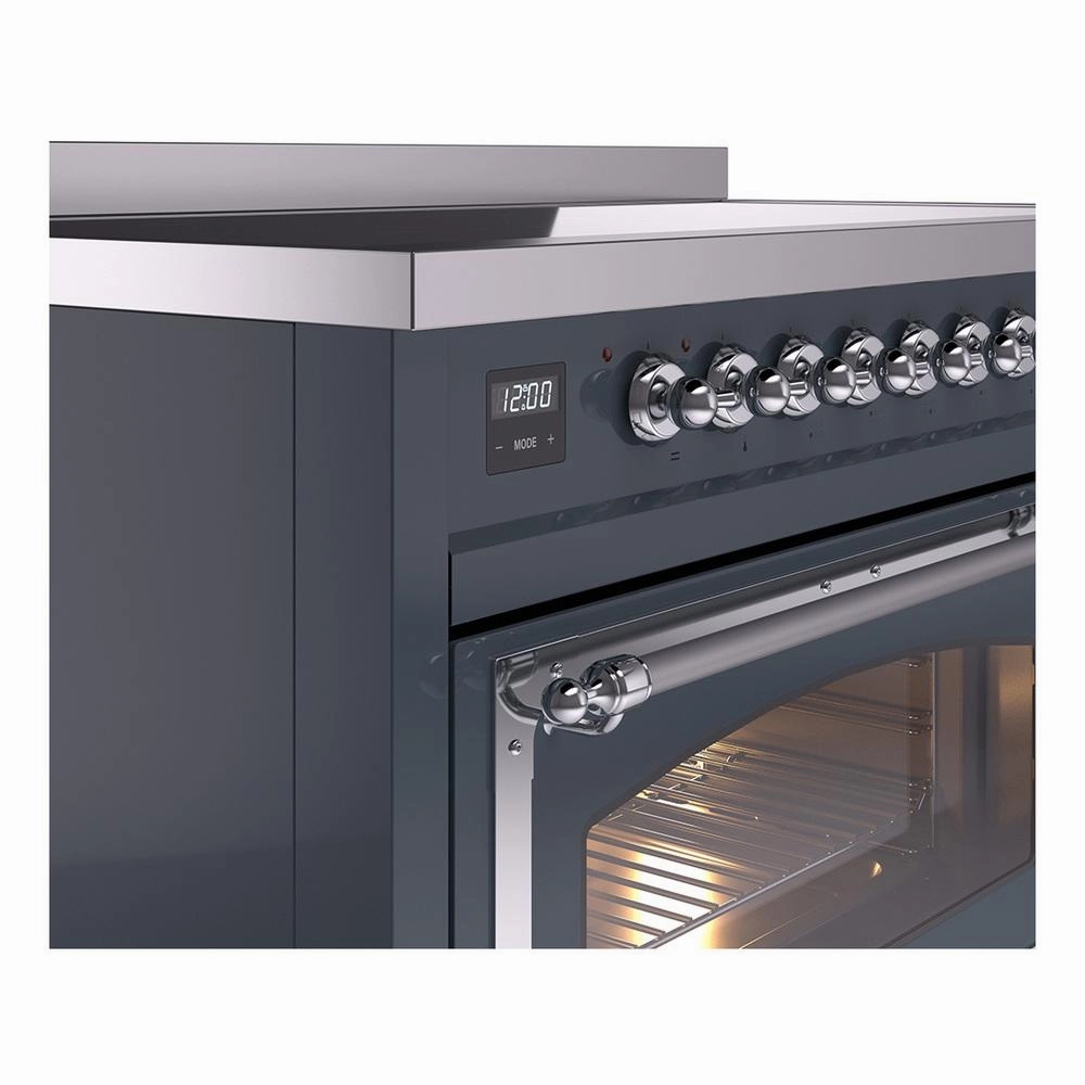 Ilve UNI486NMPBGC Ilve Uni486Nmpbgc Nostalgie Ii Noblesse 48" Induction Range (Triple Glass Door, Blue Grey, Chrome)