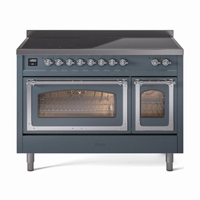 Ilve UNI486NMPBGC Ilve Uni486Nmpbgc Nostalgie Ii Noblesse 48" Induction Range (Triple Glass Door, Blue Grey, Chrome) Freestanding Ranges freestanding dual fuel range 30 inch